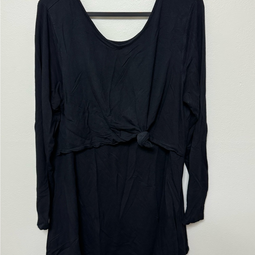 Latched Mama knot front open back tunic nursing sweater